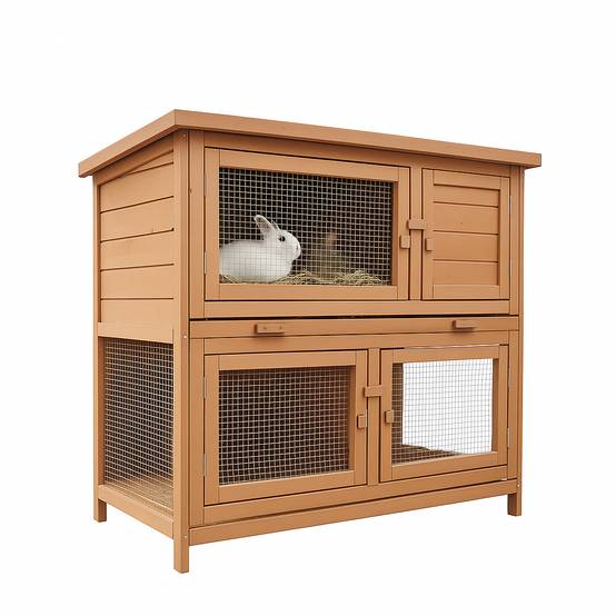 Cage Clapier Enclos lapin Extérieur en bois Haute Qualité pour lapins petits animaux- Modèle : 022 Mukkel 104 x 55 x 94 cm - Image 5