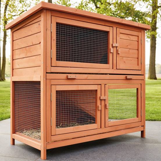 Cage Clapier Enclos lapin Extérieur en bois Haute Qualité pour lapins petits animaux- Modèle : 022 Mukkel 104 x 55 x 94 cm - Image 1