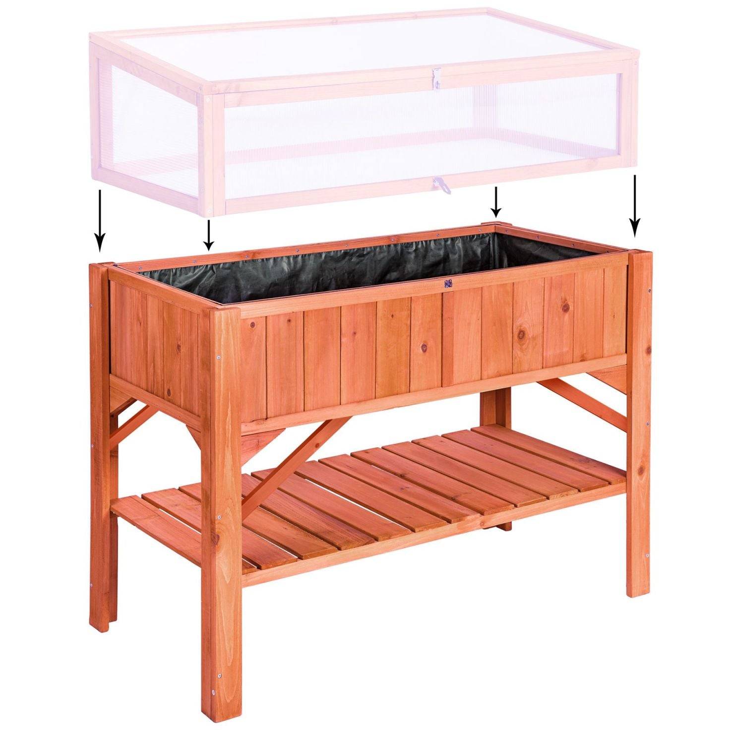Potager sur pied bac de jardinage idéal pour les petites terrasses et balcons 119 cm pin - Image 3