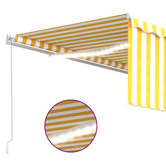 Store Extérieur à Manivelle avec Store Enroulable et Éclairage LED Jaune Blanc 400x300 cm – ComfortXL Outdoor Living - Image 5