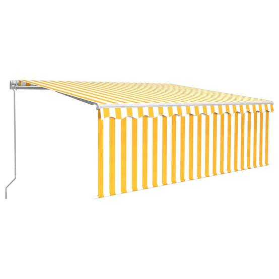 Store Extérieur à Manivelle avec Store Enroulable et Éclairage LED Jaune Blanc 400x300 cm – ComfortXL Outdoor Living - Image 2