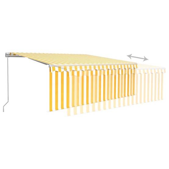 Store Extérieur à Manivelle avec Store Enroulable et Éclairage LED Jaune Blanc 400x300 cm – ComfortXL Outdoor Living - Image 4
