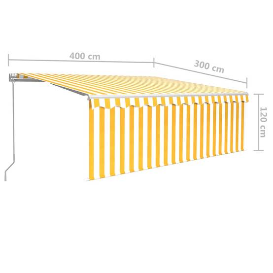 Store Extérieur à Manivelle avec Store Enroulable et Éclairage LED Jaune Blanc 400x300 cm – ComfortXL Outdoor Living - Image 7