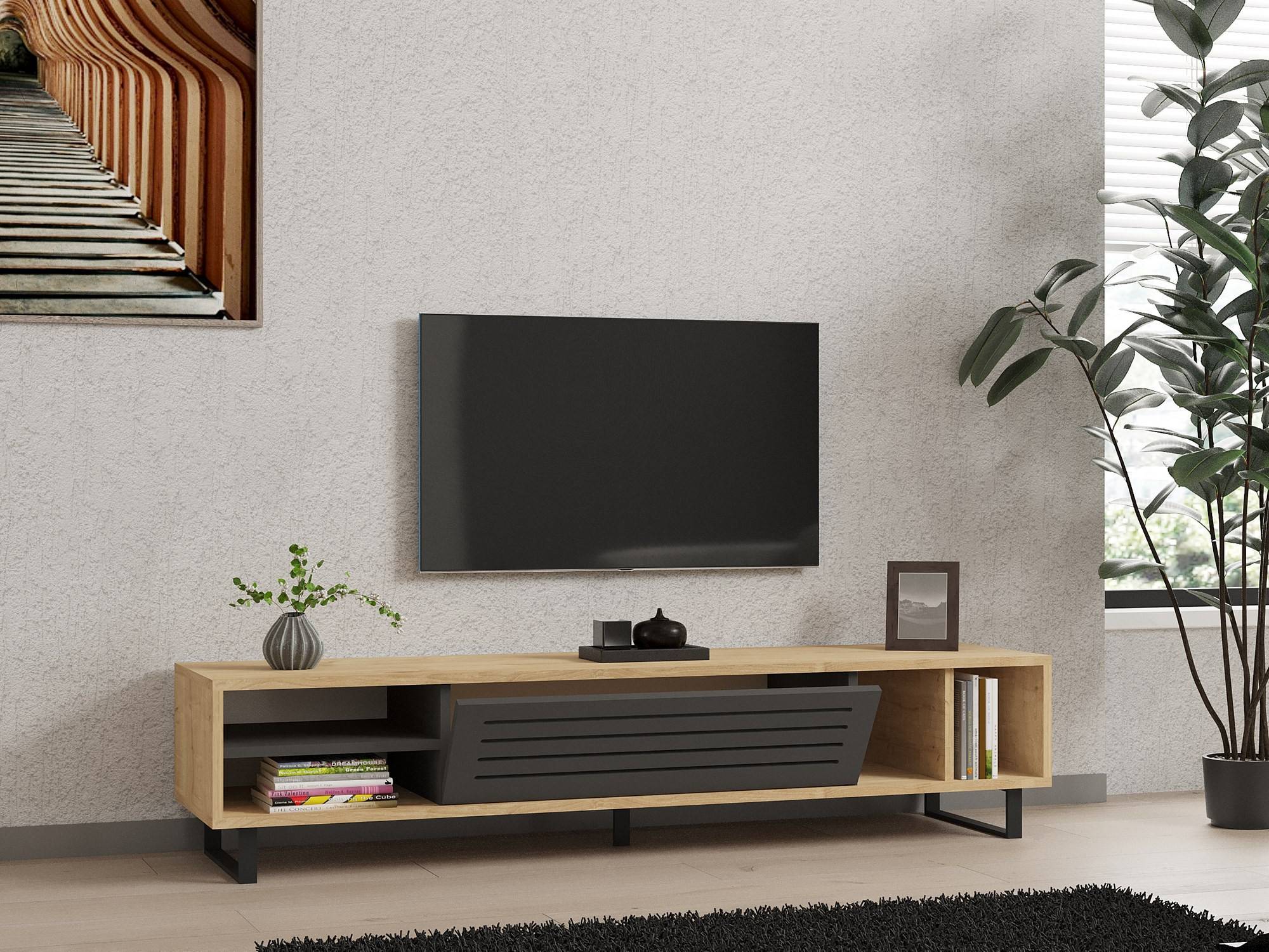 Habitat Et Jardin - Meuble Tv En Bois "safir" 160 X 40 X 35 Cm - Saphir -hanah Home - Image 3