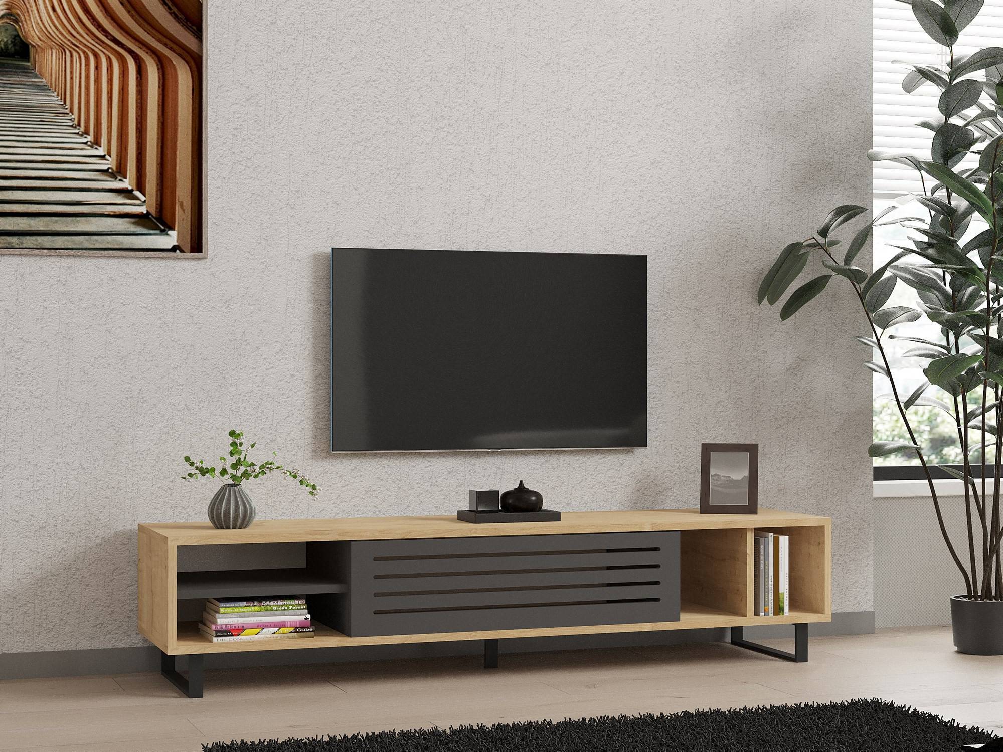 Habitat Et Jardin - Meuble Tv En Bois "safir" 160 X 40 X 35 Cm - Saphir -hanah Home - Image 2