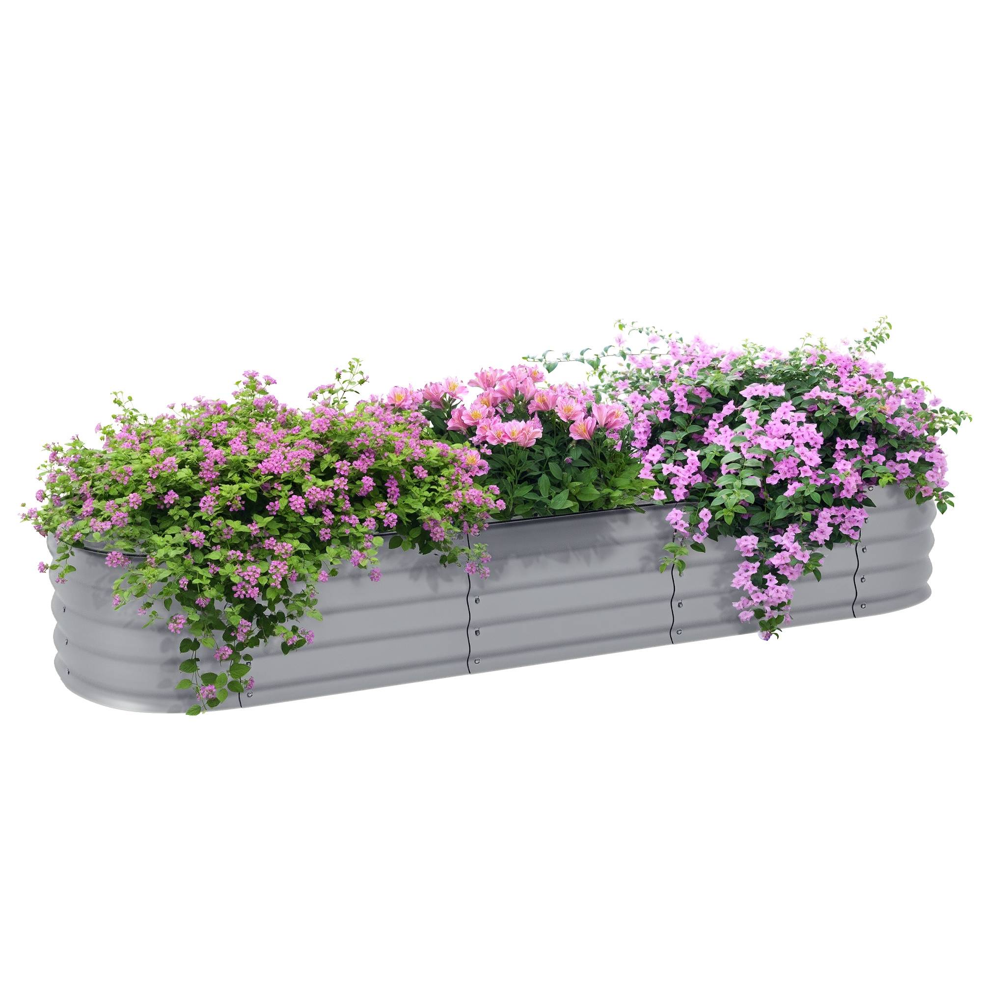 ComfortXL - Grand carré potager modulable Métal Galvanisé Jardin Fond Ouvert 195x62x30cm Argent - ComfortXL Outdoor Living - Image 1