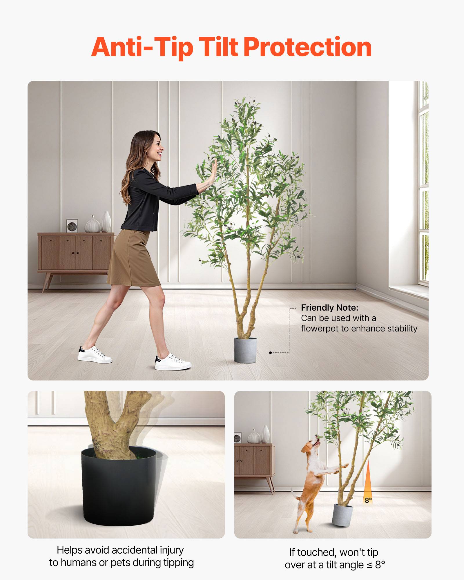 VEVOR Arbre Artificiel Plante Artificielle Faux Olivier 2,1 m Déco d'Intérieur - Image 5