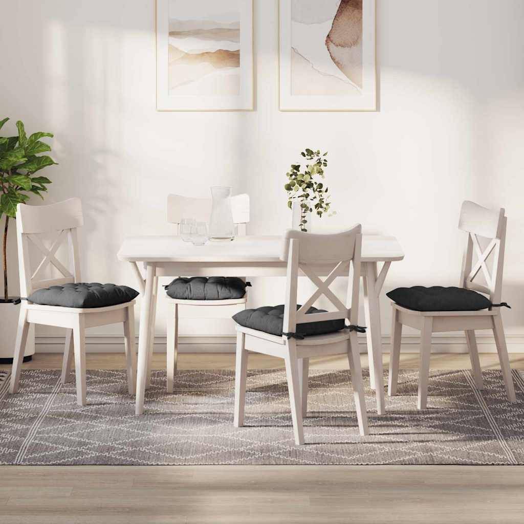 Galettes de Chaise Velours Côtelé Housses Amovibles Lot de 4 pour Salon Gris Foncé 40x40x6 cm – ComfortXL Outdoor Living - Image 1