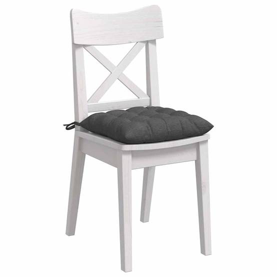 Galettes de Chaise Velours Côtelé Housses Amovibles Lot de 4 pour Salon Gris Foncé 40x40x6 cm – ComfortXL Outdoor Living - Image 3