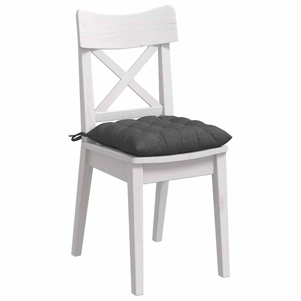 Galettes de Chaise Velours Côtelé Housses Amovibles Lot de 4 pour Salon Gris Foncé 40x40x6 cm – ComfortXL Outdoor Living - Image 3