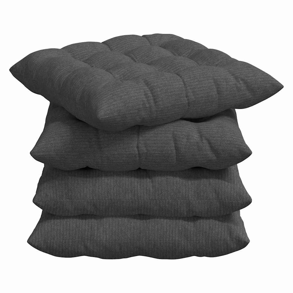 Galettes de Chaise Velours Côtelé Housses Amovibles Lot de 4 pour Salon Gris Foncé 40x40x6 cm – ComfortXL Outdoor Living - Image 2