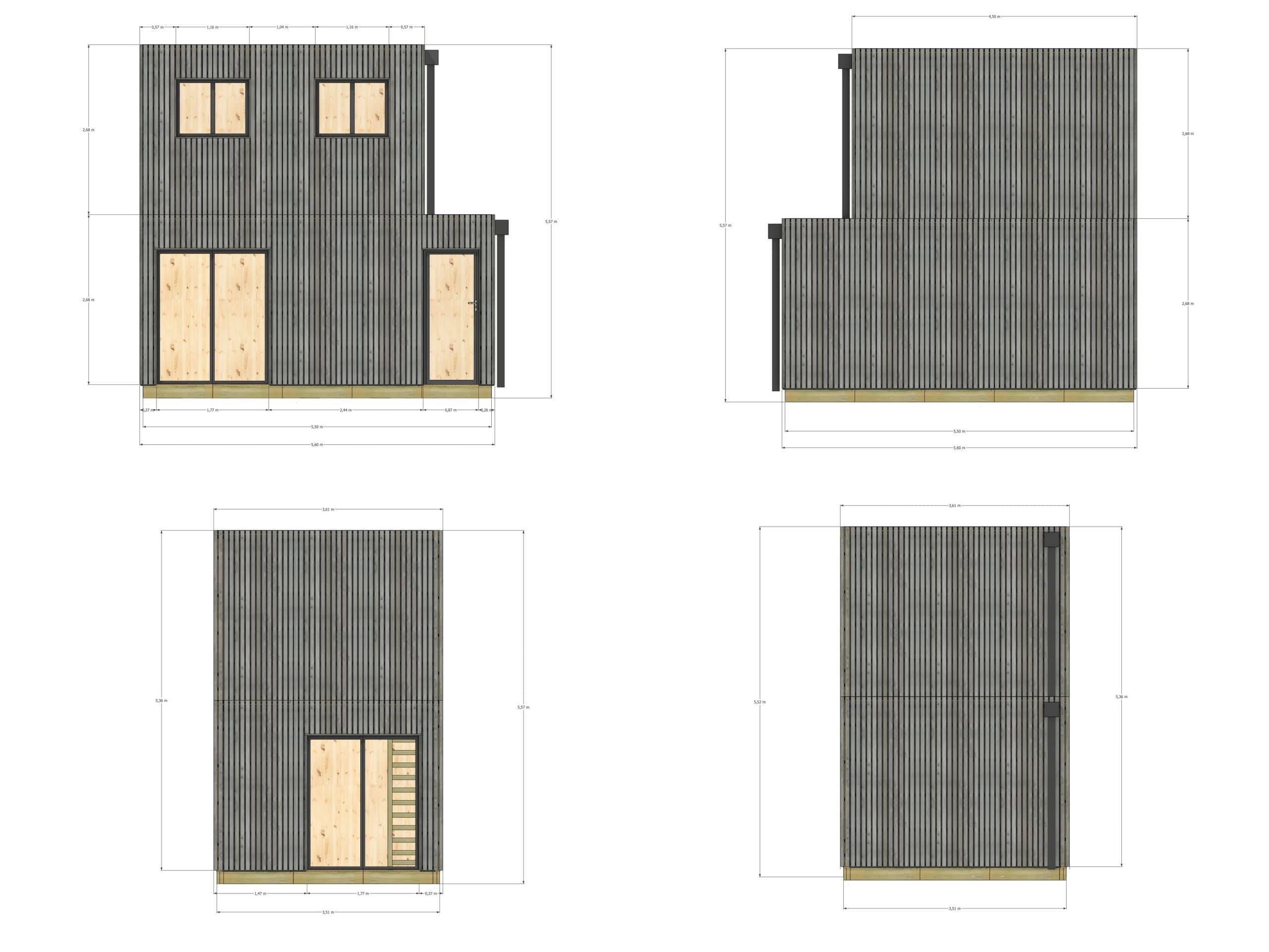 Bureau de jardin 4 saisons en bois 5,5 x 3,5 x 2,7 m / isolation RE2020 avec plancher isolé avec mezzanine et terrasse - Image 4
