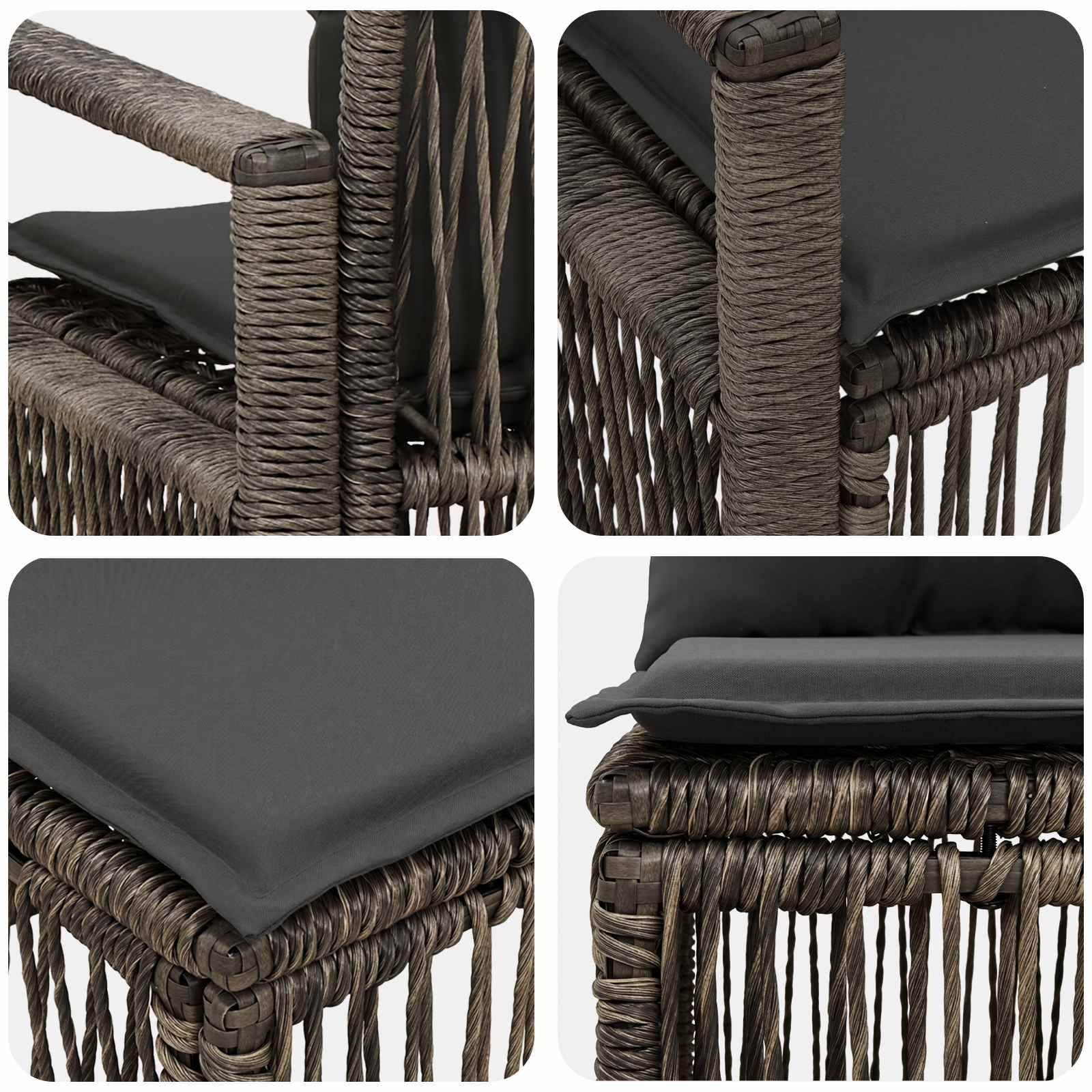 Vidaxl - Ensemble de canapé de jardin 4 pcs-Salons de jardin 4 place Gris polyrotin 300381 - Image 5