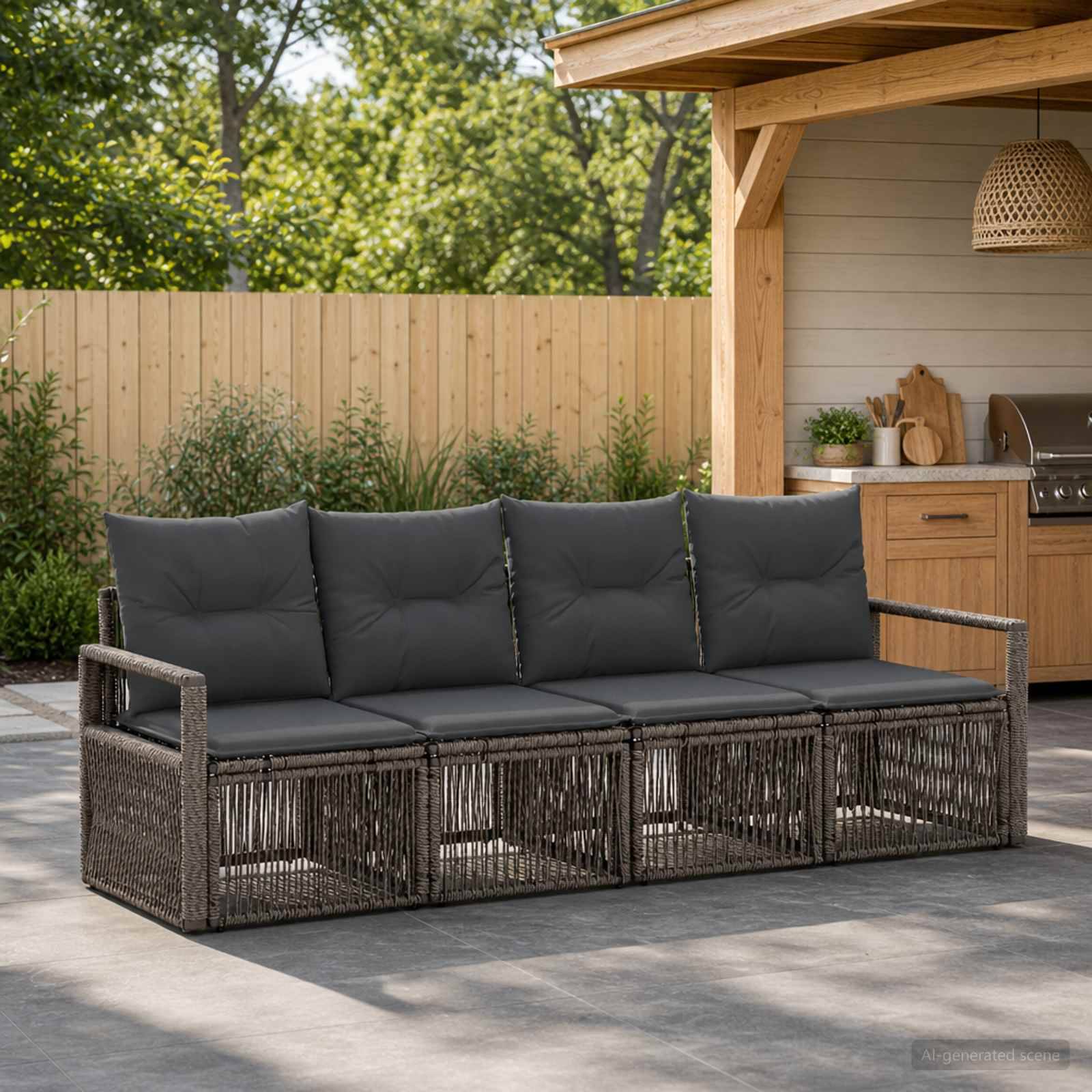 Vidaxl - Ensemble de canapé de jardin 4 pcs-Salons de jardin 4 place Gris polyrotin 300381 - Image 1