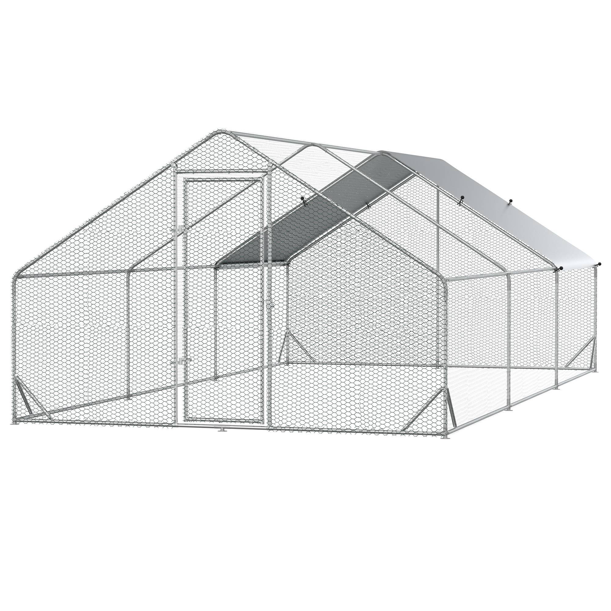 Enclos Poulailler Parc Volaille Acier Galvanisé Filet 3x6x2m Argenté - ComfortXL Outdoor Living - Image 2