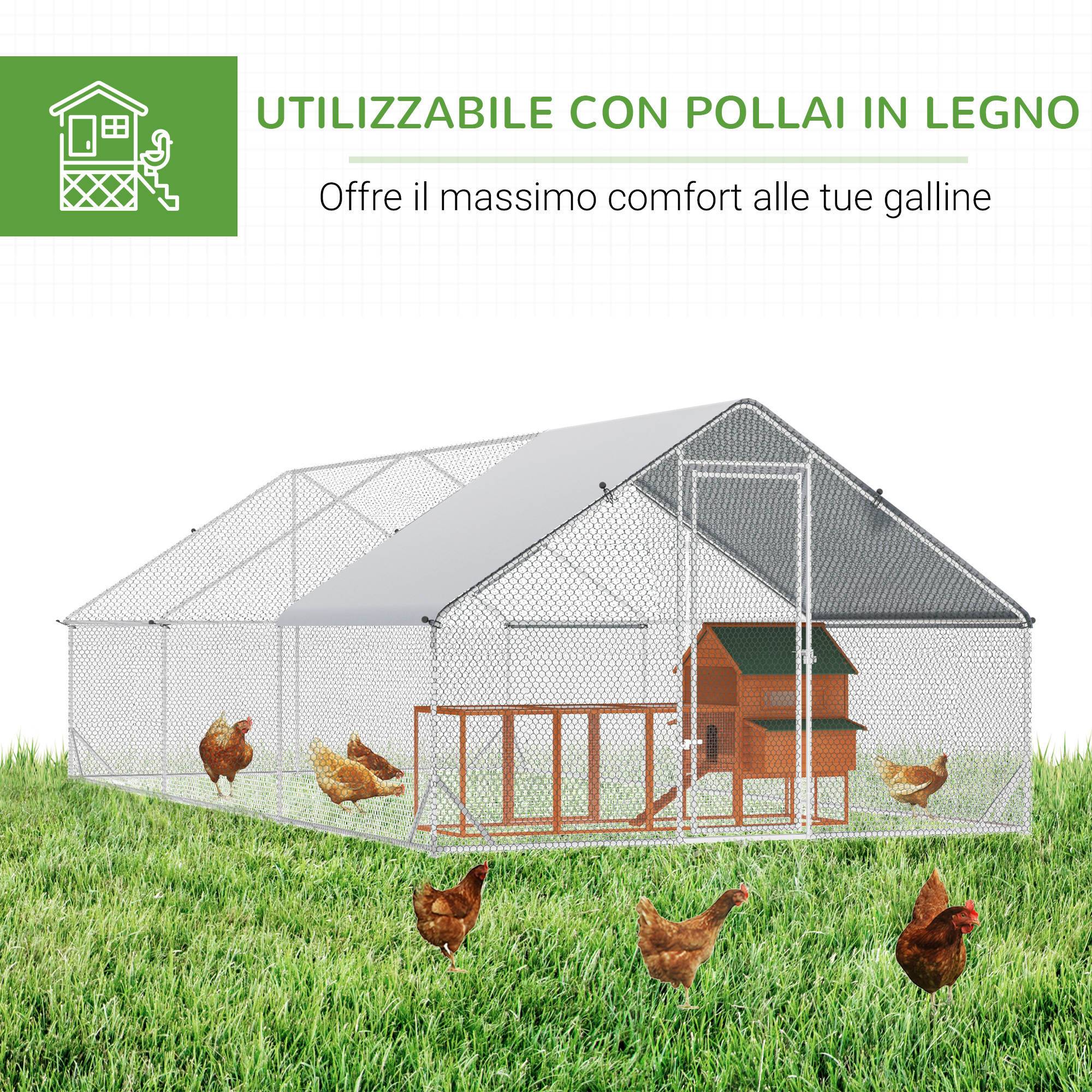 Enclos Poulailler Parc Volaille Acier Galvanisé Filet 3x6x2m Argenté - ComfortXL Outdoor Living - Image 7