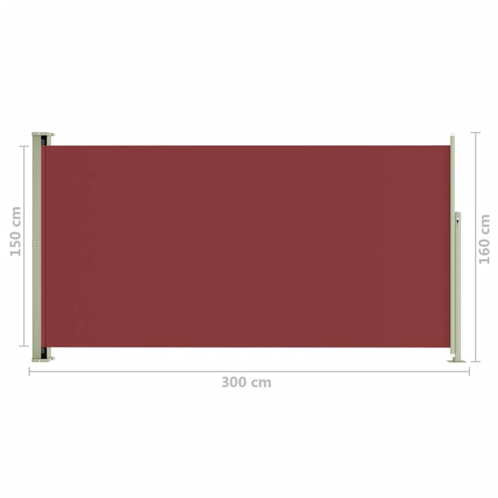 Helloshop26 - Auvent paravent store brise-vue latéral rétractable de patio jardin terrasse balcon protection visuelle écran 160 x 300 cm rouge - Image 6