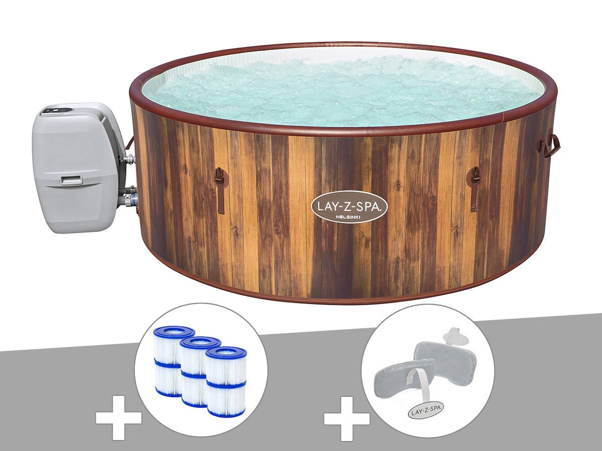 Bestway - Kit spa gonflable Bestway Lay-Z-Spa Helsinki rond Airjet 5/7 places + 6 filtres + 2 appuis-tête - Image 1