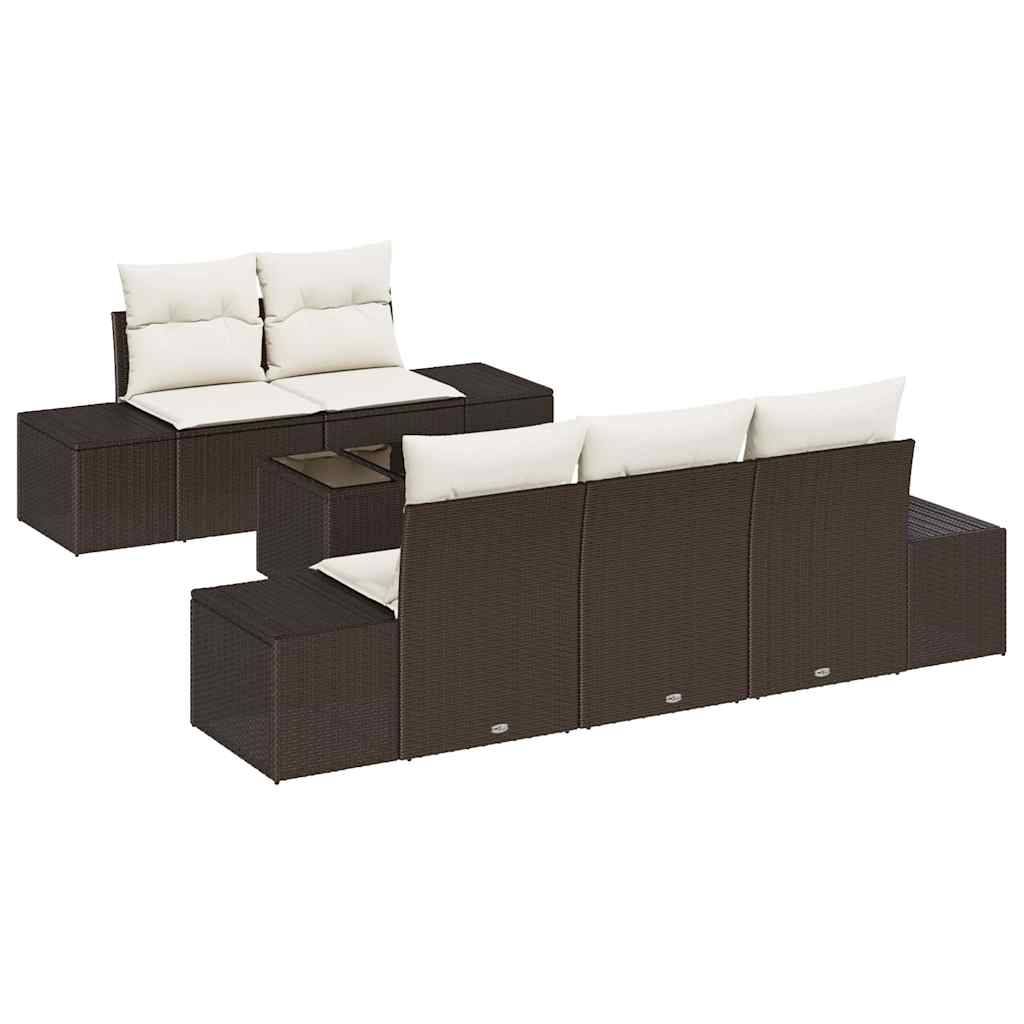 Salon de Jardin 6 Places Modulable en Polyrotin avec Rangement et Table Basse Terrasse Marron – ComfortXL Outdoor Living - Image 2