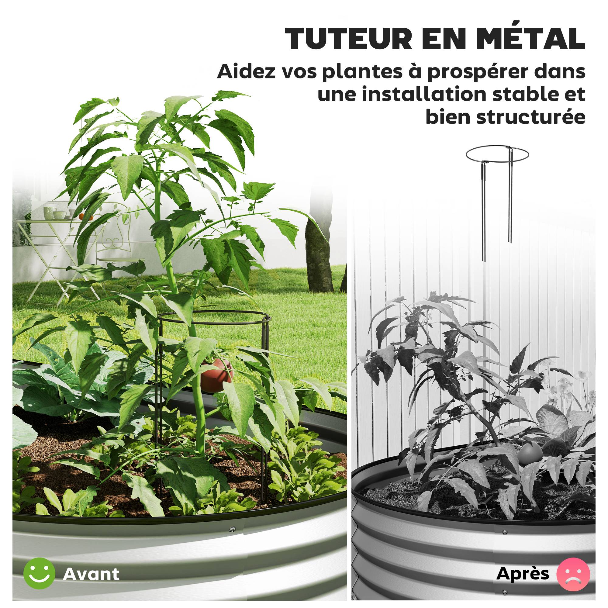 Jardinière surélevée galvanisée en acier lit de jardin bordure caoutchouc 181 x 93 x 30 cm argent - Image 6