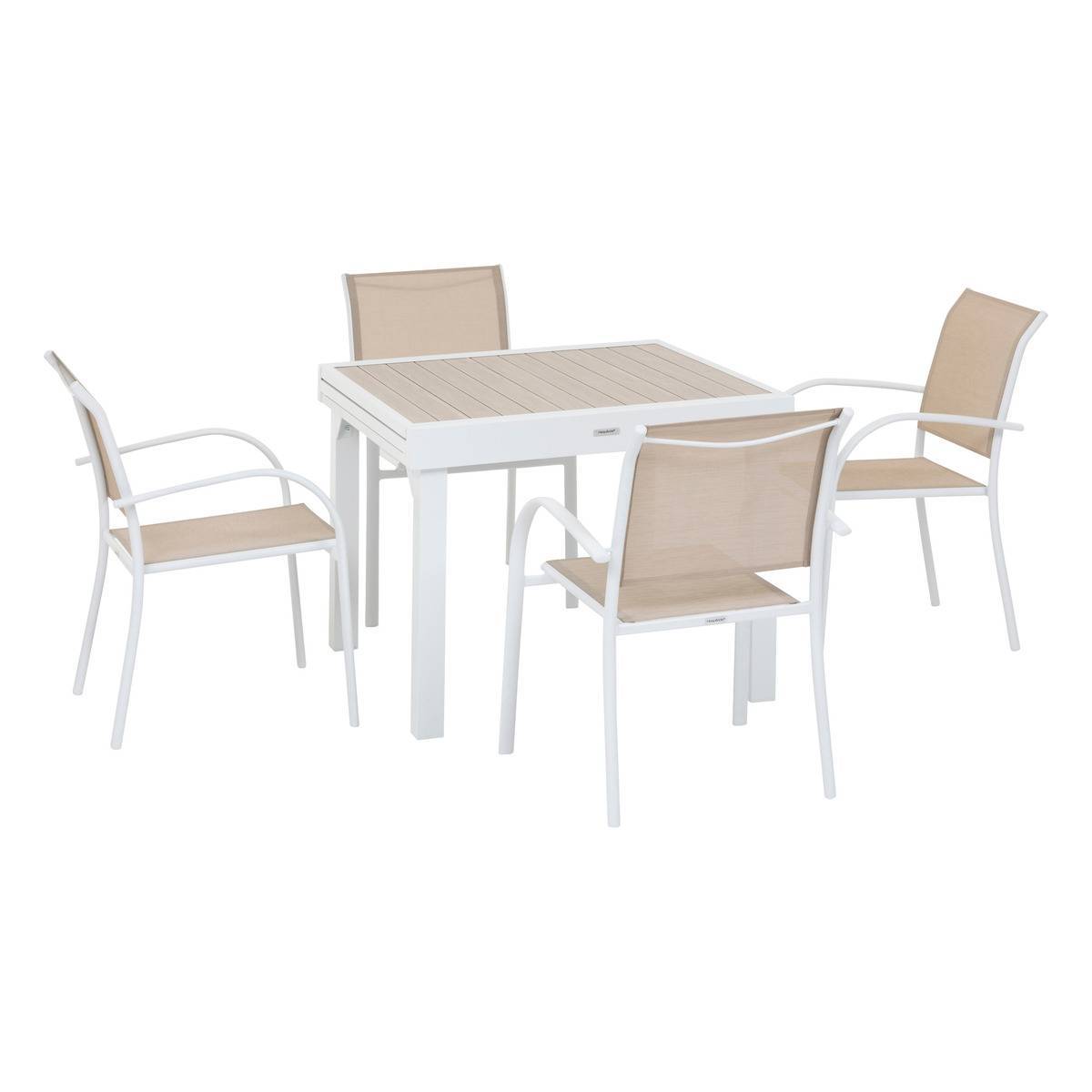 Hesperide - Table de jardin extensible "Piazza" lin & blanc 8 places en aluminium traité en epoxy Hespéride - Image 2