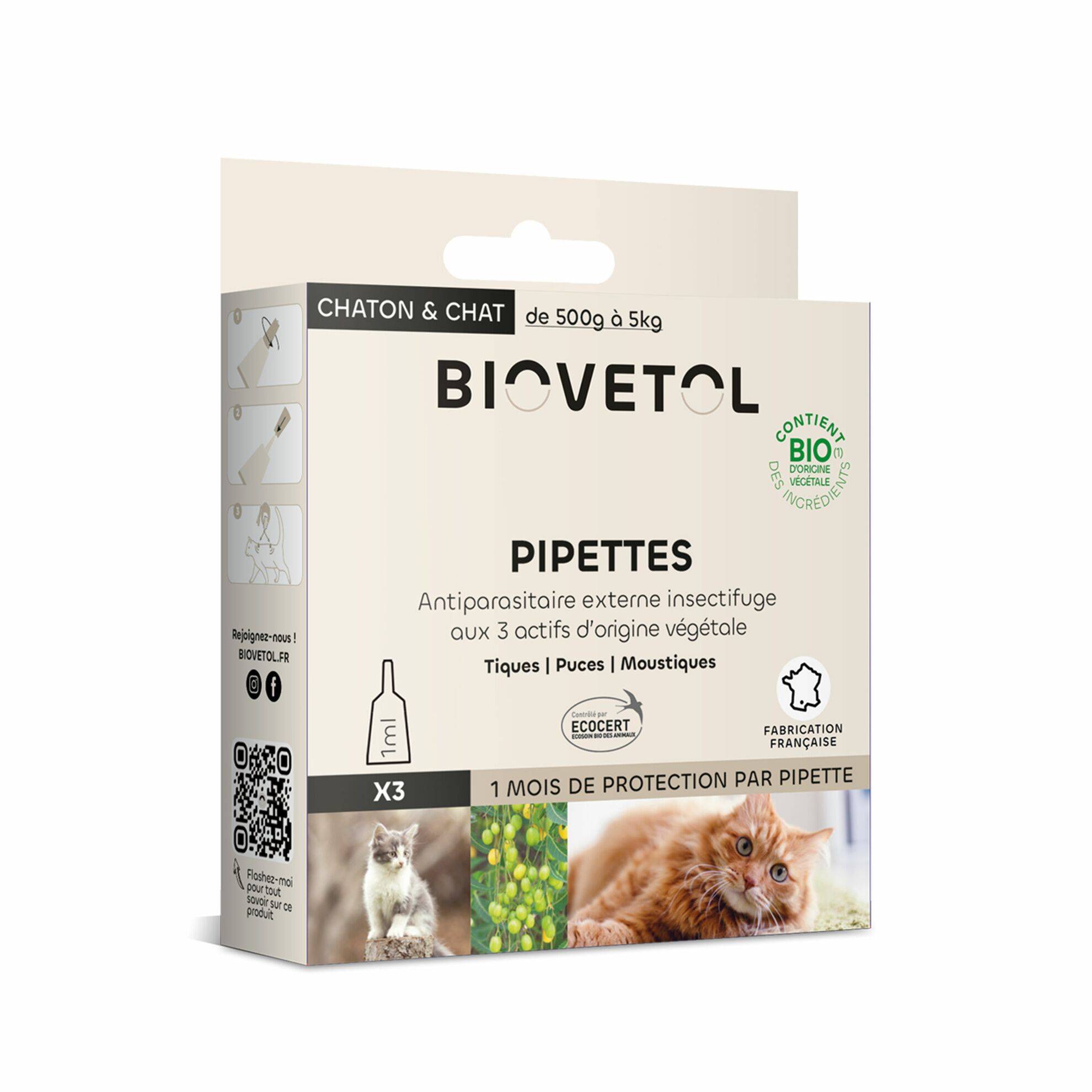 Pipettes pour chat ou chaton BIOVETOL : 3 x 1ml BIOVETOL - Image 1