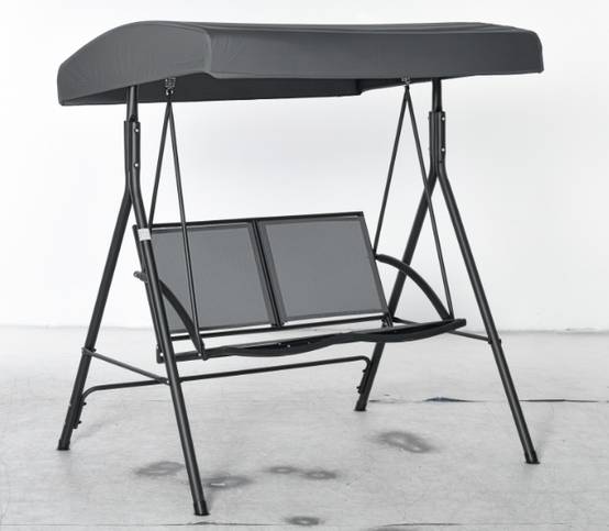 Balançoire 2 places de jardin avec toit réglable, 140x118x162cm, gris - Image 1