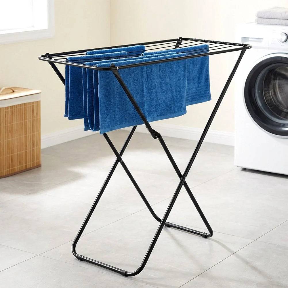 Entrepotbrico - Étendoir à linge pliable en métal noir 93x43x88 cm - Image 2