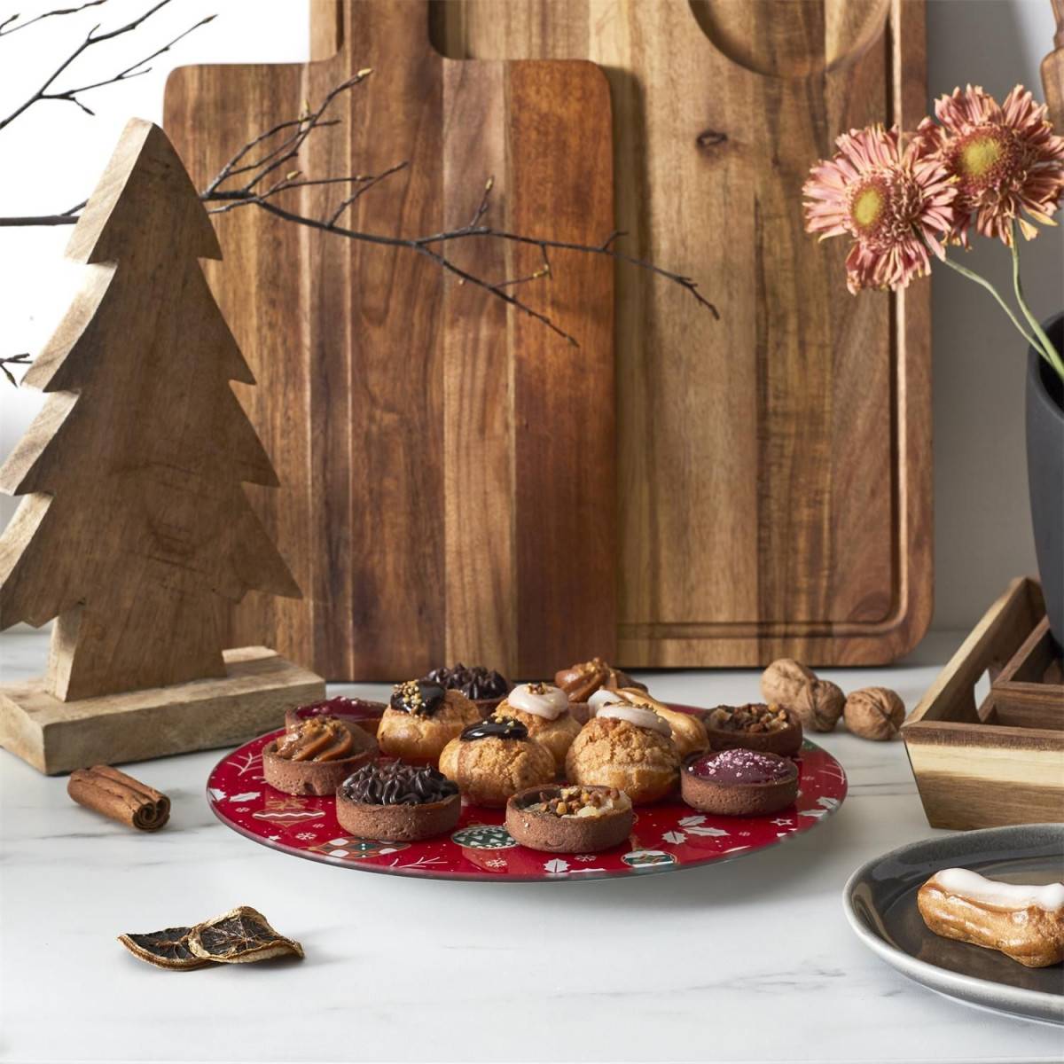 The Home Deco Factory - Plateau de Présentation Tournant "Noël" 28cm Rouge - Image 4