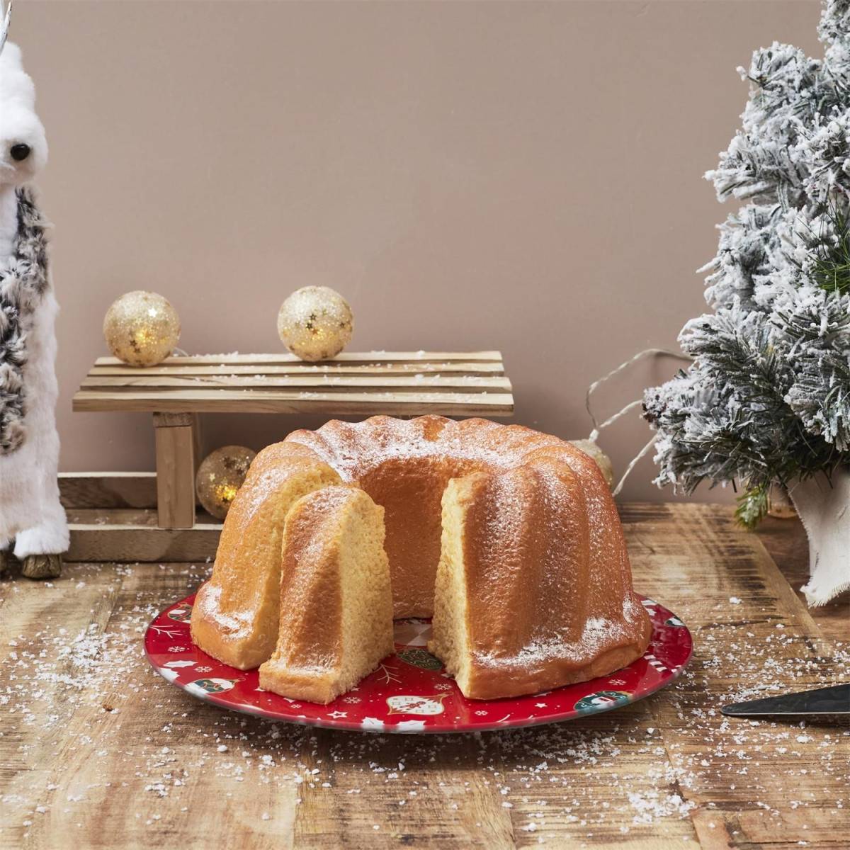 The Home Deco Factory - Plateau de Présentation Tournant "Noël" 28cm Rouge - Image 5