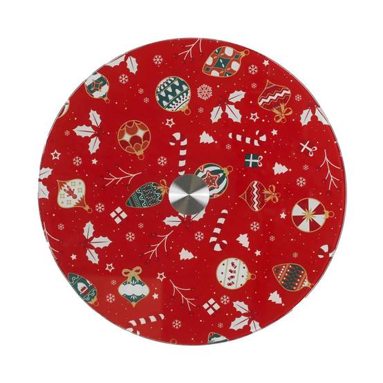 The Home Deco Factory - Plateau de Présentation Tournant "Noël" 28cm Rouge - Image 2