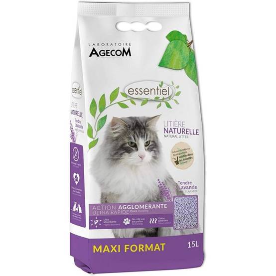 Litière naturelle lavande biodegradable 15 L - Essentiel 15 l