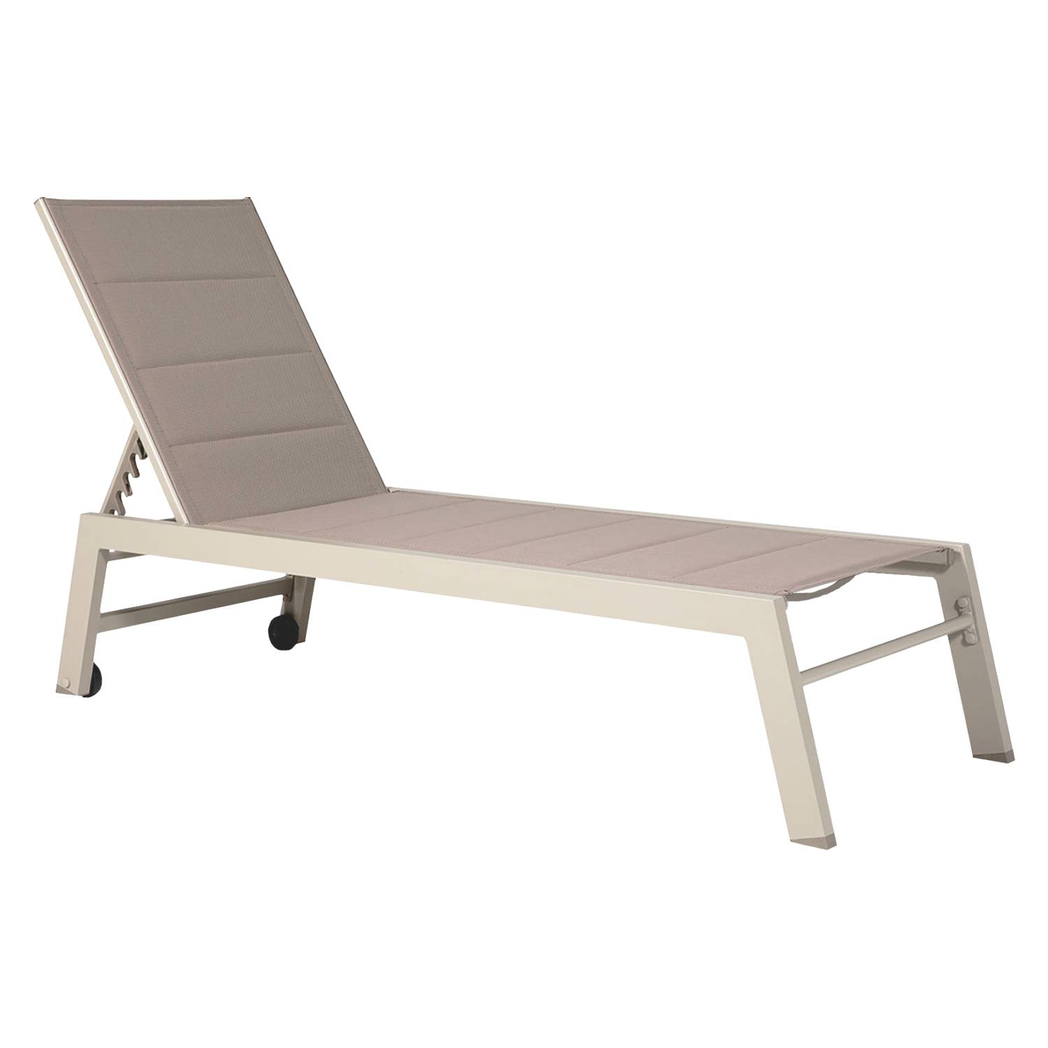 Lot de 2 bains de soleil BARBADOS en textilène taupe - aluminium taupe - HAPPY GARDEN - Image 3