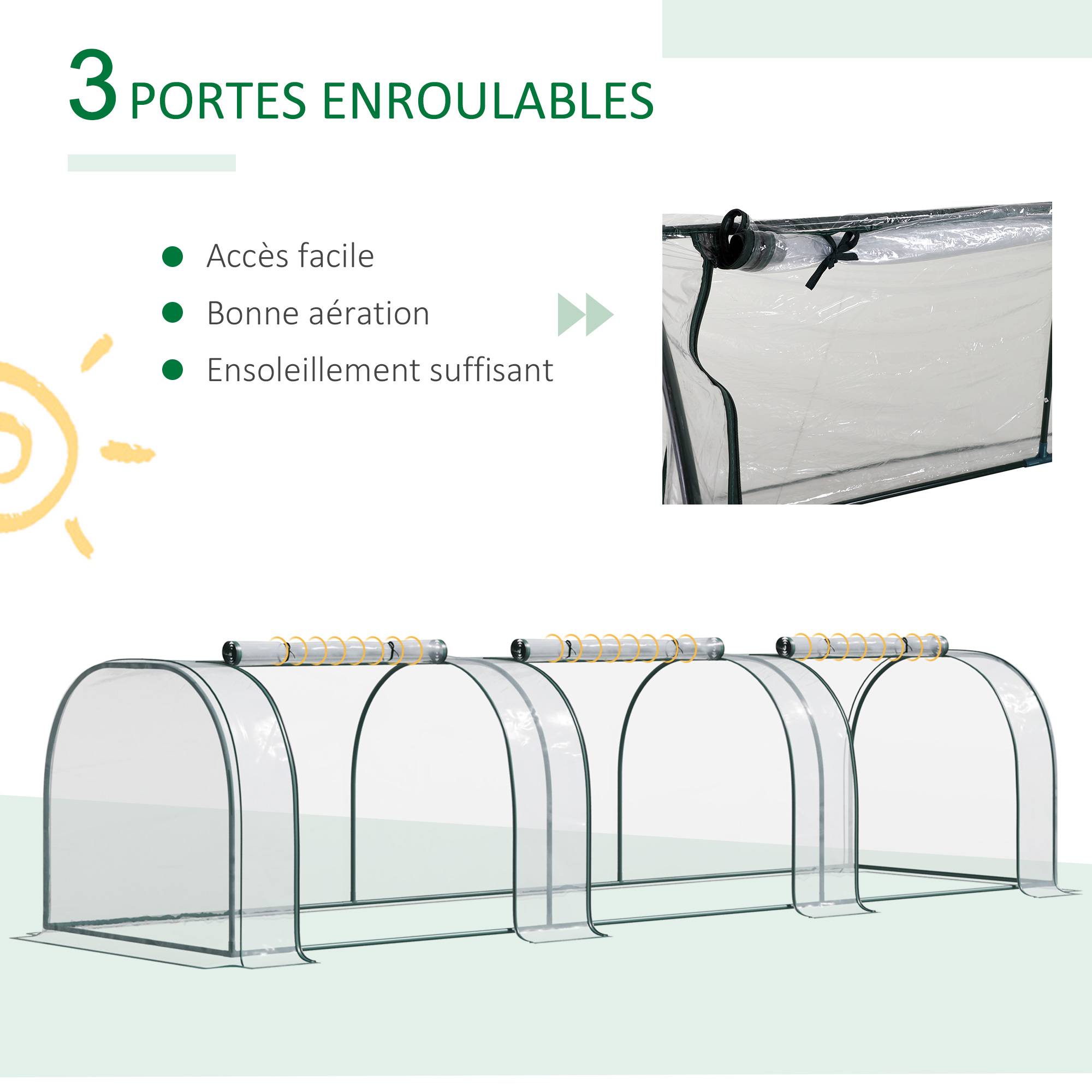 Maison Chic - Mini Serre de Jardin, Mini Serre Tunnel, Serre à Tomates 3,5x1x0,8H m, Acier, PVC Anti-UV, 3 Fenêtres - Image 7