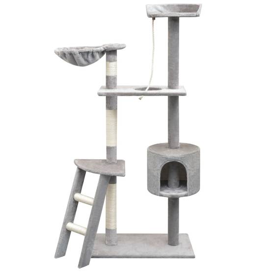 Grand arbre à chat 150 cm avec hamac griffoir sisal et échelle Gris – ComfortXL Pet Living - Image 1