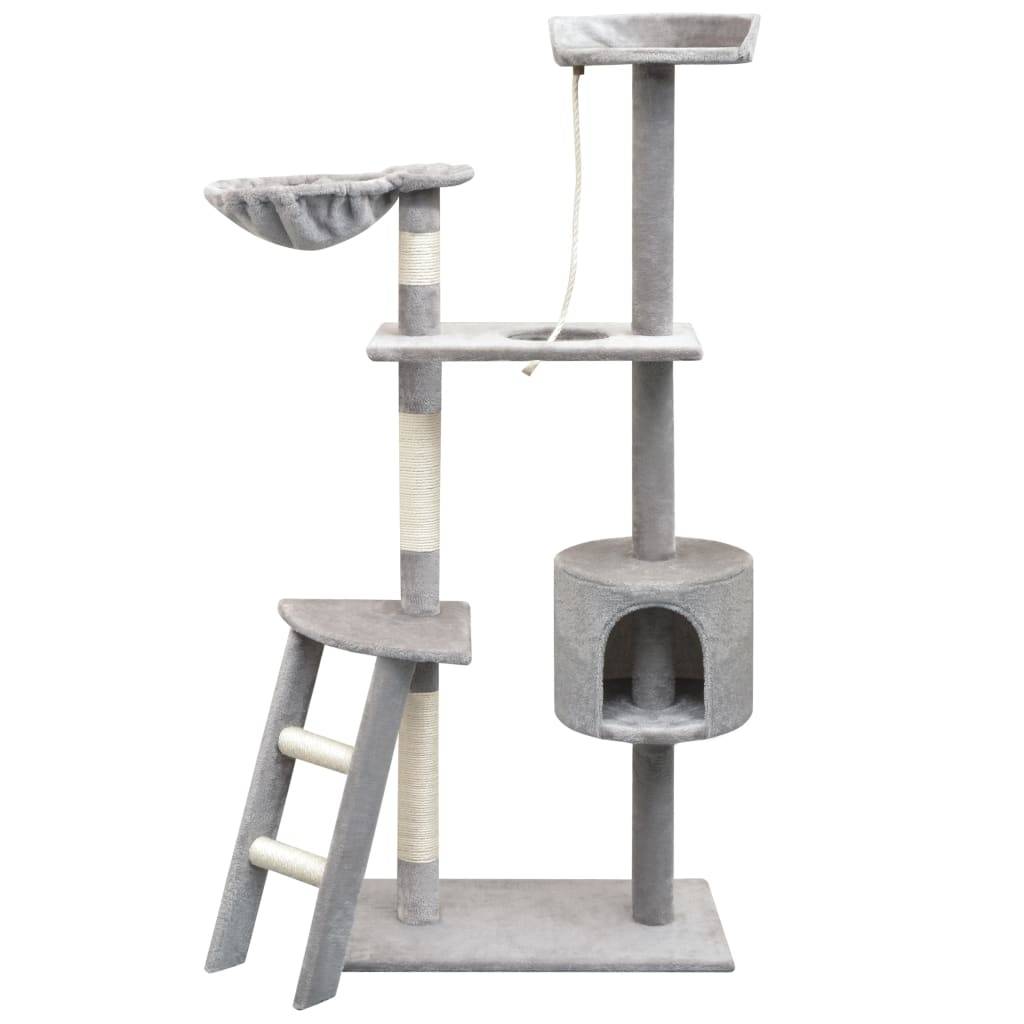 Grand arbre à chat 150 cm avec hamac griffoir sisal et échelle Gris – ComfortXL Pet Living - Image 1