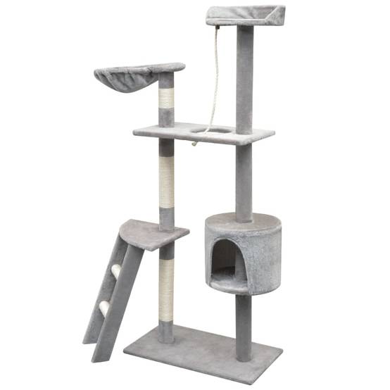 Grand arbre à chat 150 cm avec hamac griffoir sisal et échelle Gris – ComfortXL Pet Living - Image 2
