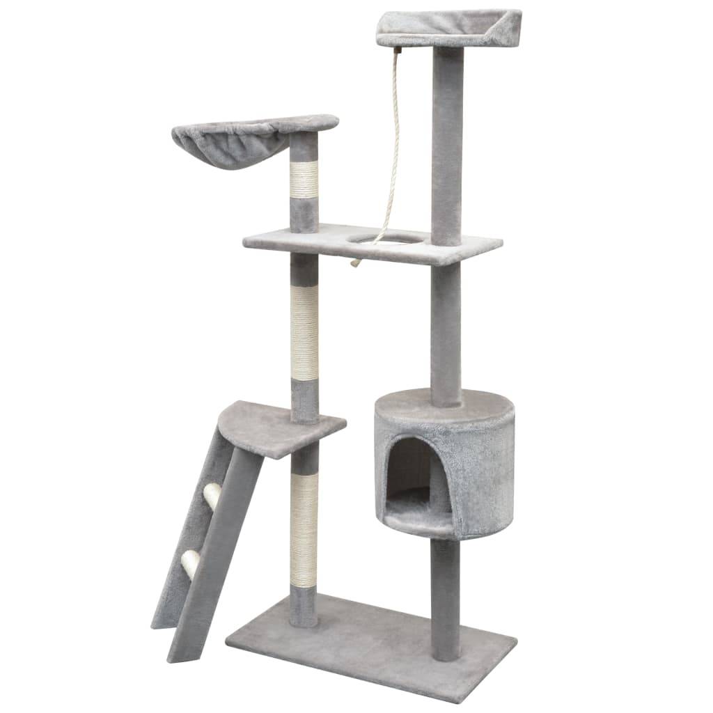 Grand arbre à chat 150 cm avec hamac griffoir sisal et échelle Gris – ComfortXL Pet Living - Image 2