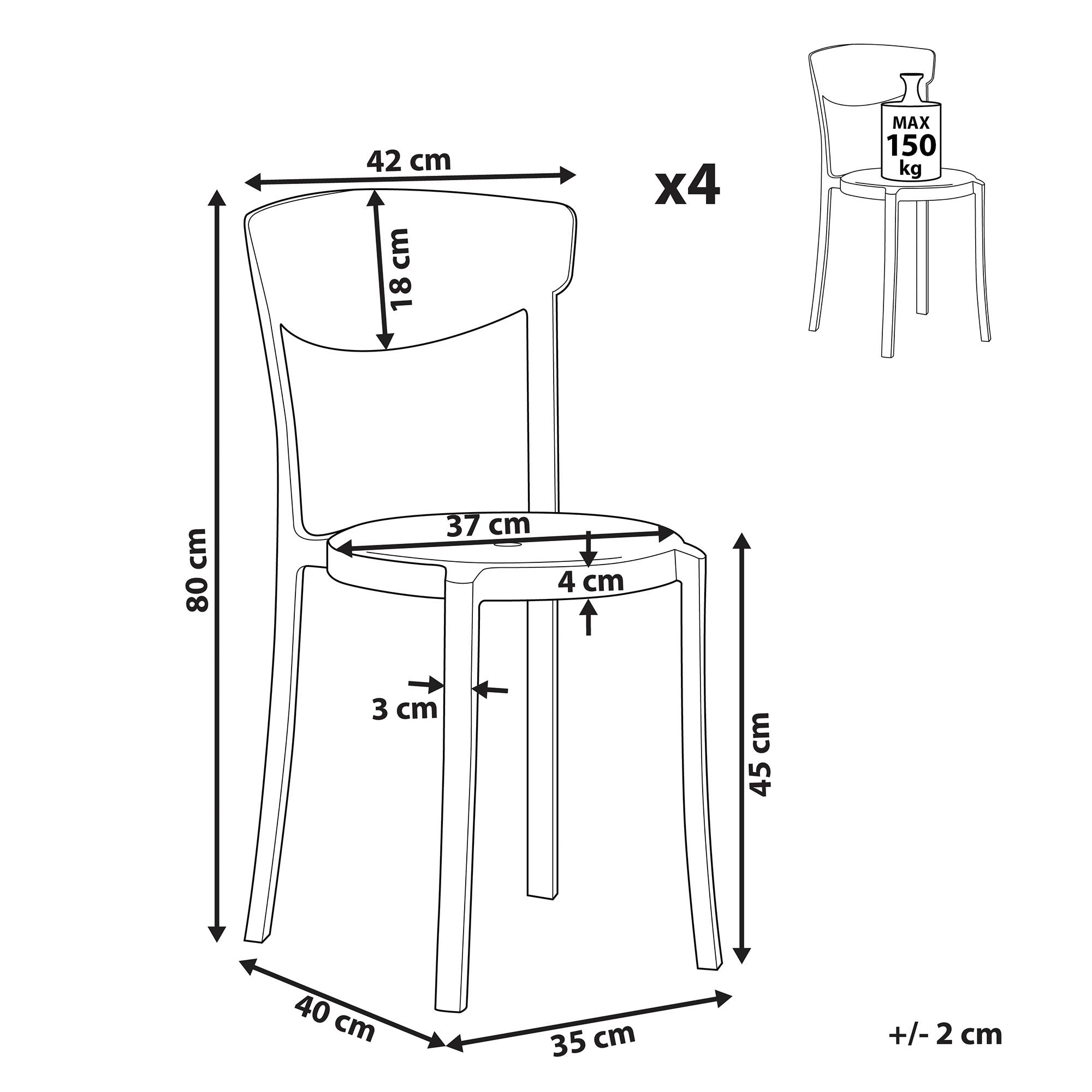 Beliani - Lot de 4 Chaises de Salle à Manger en Plastique Blanc Empilables et Légères pour Intérieur et Extérieur au Style Moderne et Scandianave Beliani - Image 3
