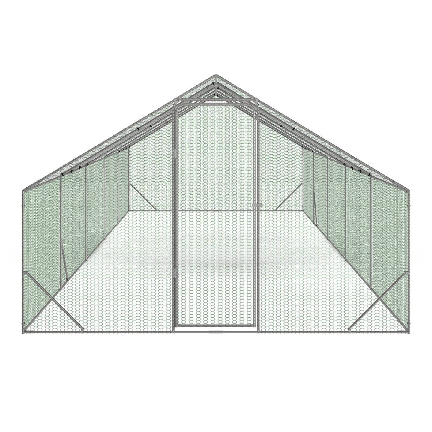 IDMARKET - Enclos poulailler 30m² parc grillagé 10 x 3 M acier galvanisé - Image 3