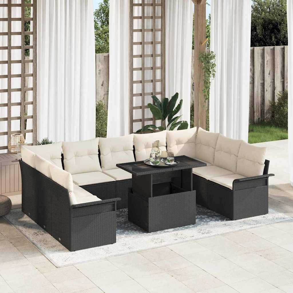 Vidaxl - Ensemble de canapé de jardin 10 pcs Noir Poly rotin vidaXL 3348343 - Image 1