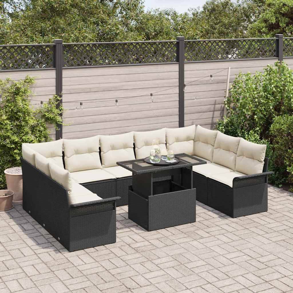 Vidaxl - Ensemble de canapé de jardin 10 pcs Noir Poly rotin vidaXL 3348343 - Image 4