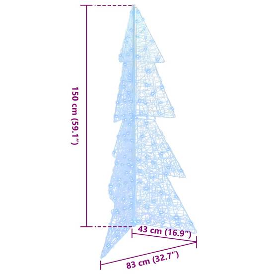 Sapin de Noël | Arbre de Noël avec 160 LED Blanc Froid 150 cm Acrylique Maison Chic - Image 8