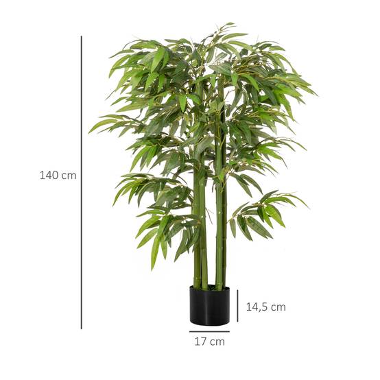 Bambou artificiel de 140 cm avec pot et tiges réalistes, arbre synthétique d'intérieur pour la décoration de la maison ou du bureau, vert - Image 5
