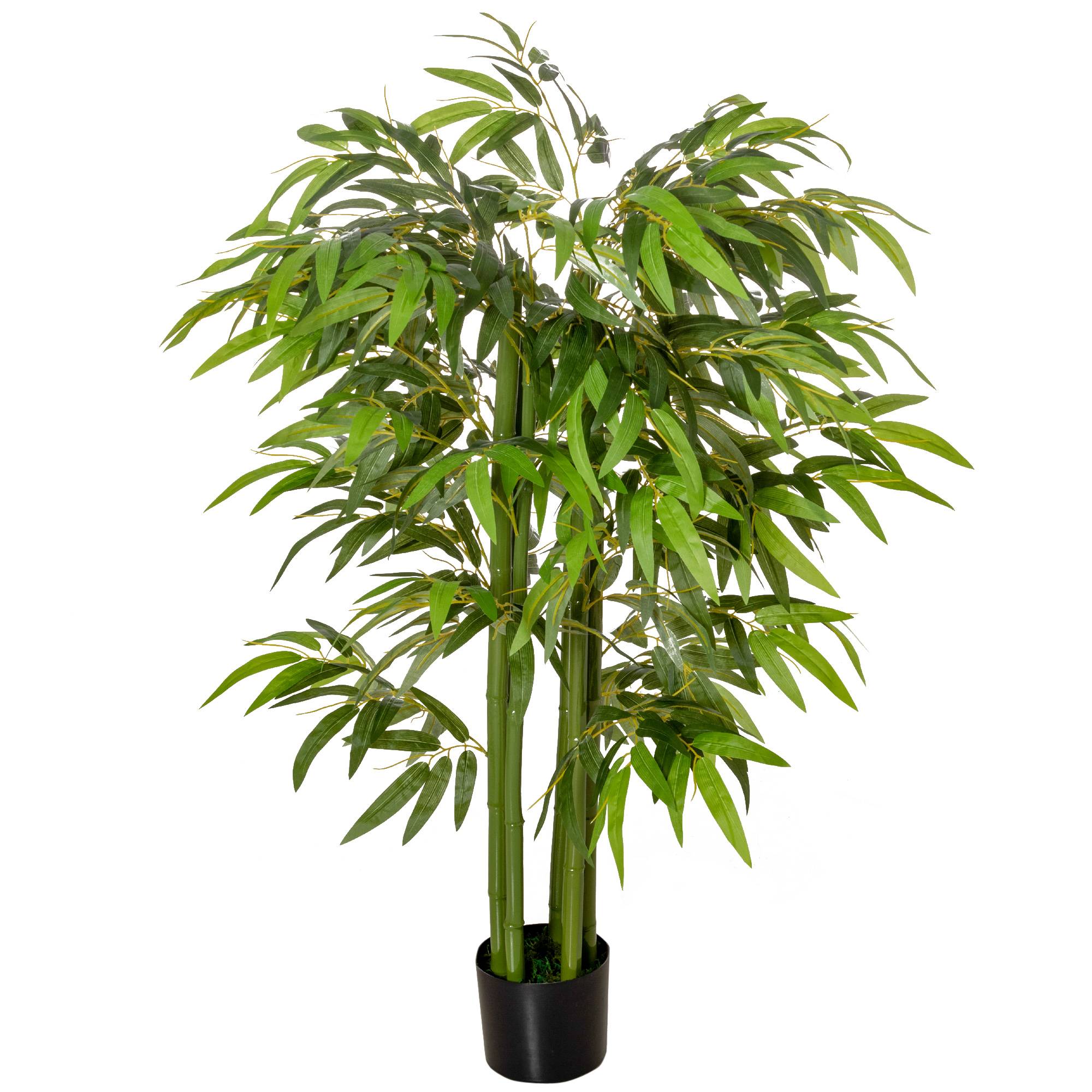 Bambou artificiel de 140 cm avec pot et tiges réalistes, arbre synthétique d'intérieur pour la décoration de la maison ou du bureau, vert - Image 2
