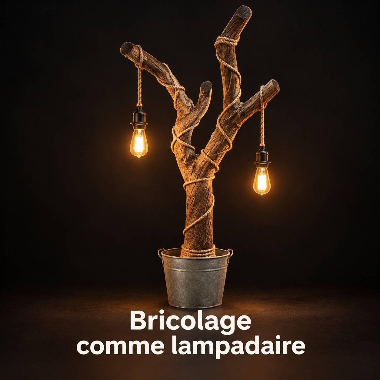 Suspension Vintage Cordes Chanvre 2 Douilles E27 6 Mètres Sans Ampoule - Image 4