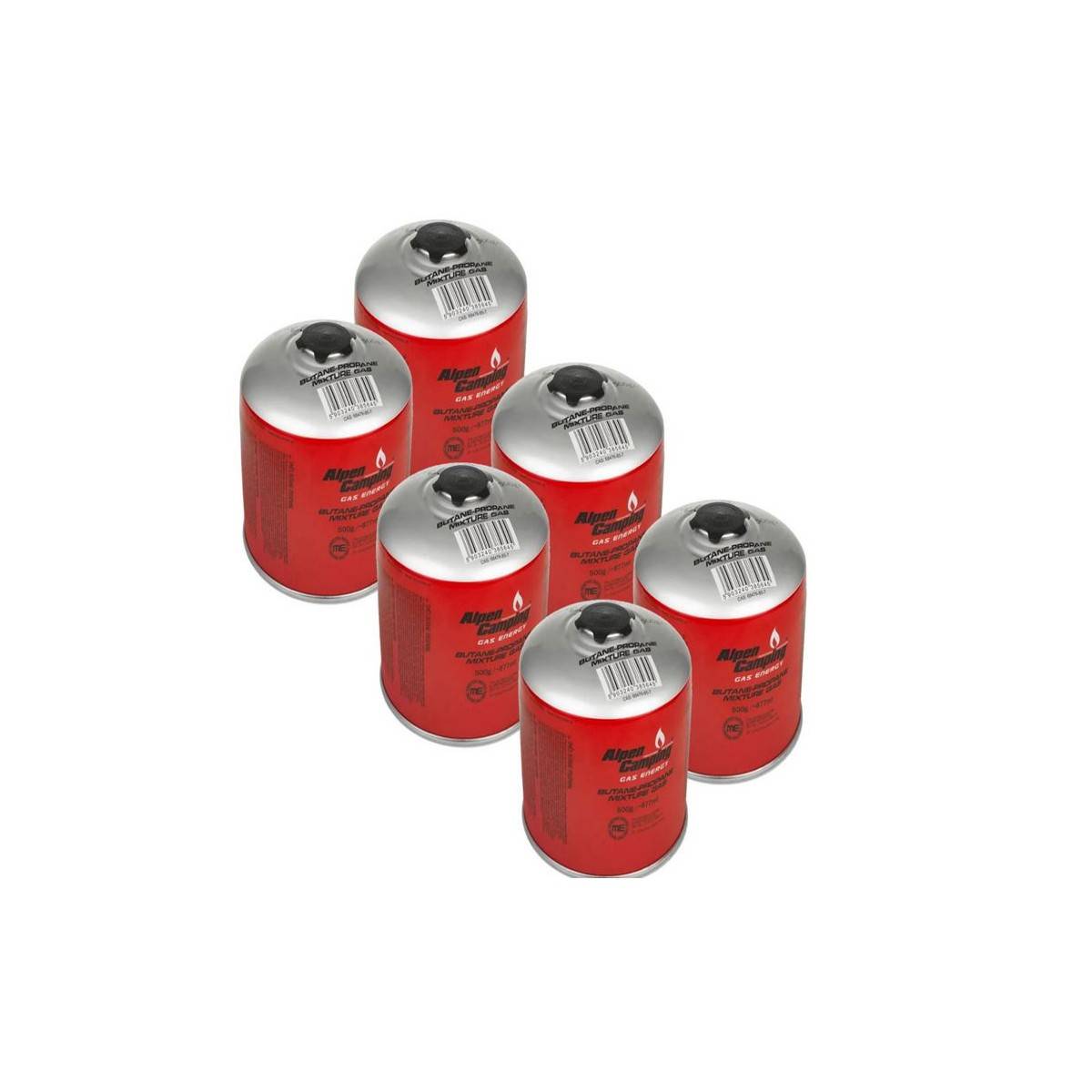 Pack de 6 Cartouches de gaz 500gr Butane/Propane MIX Gaz camping Appareils à gaz ALPENTECH - Image 1
