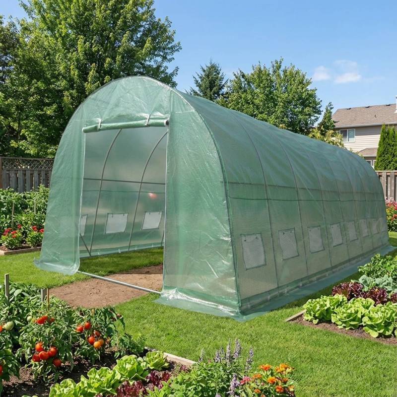 Serre tunnel 32 m² film polyéthylène armé 200 gr/m² hauteur 2,3 m Green Protect - Image 1