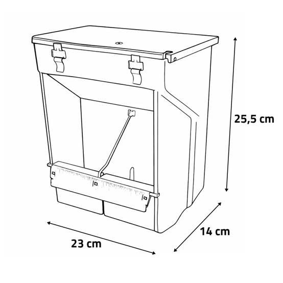 Mangeoire trémie plastique 2 compartiments 2kg - Lapins - NOVITAL Novital - Image 3