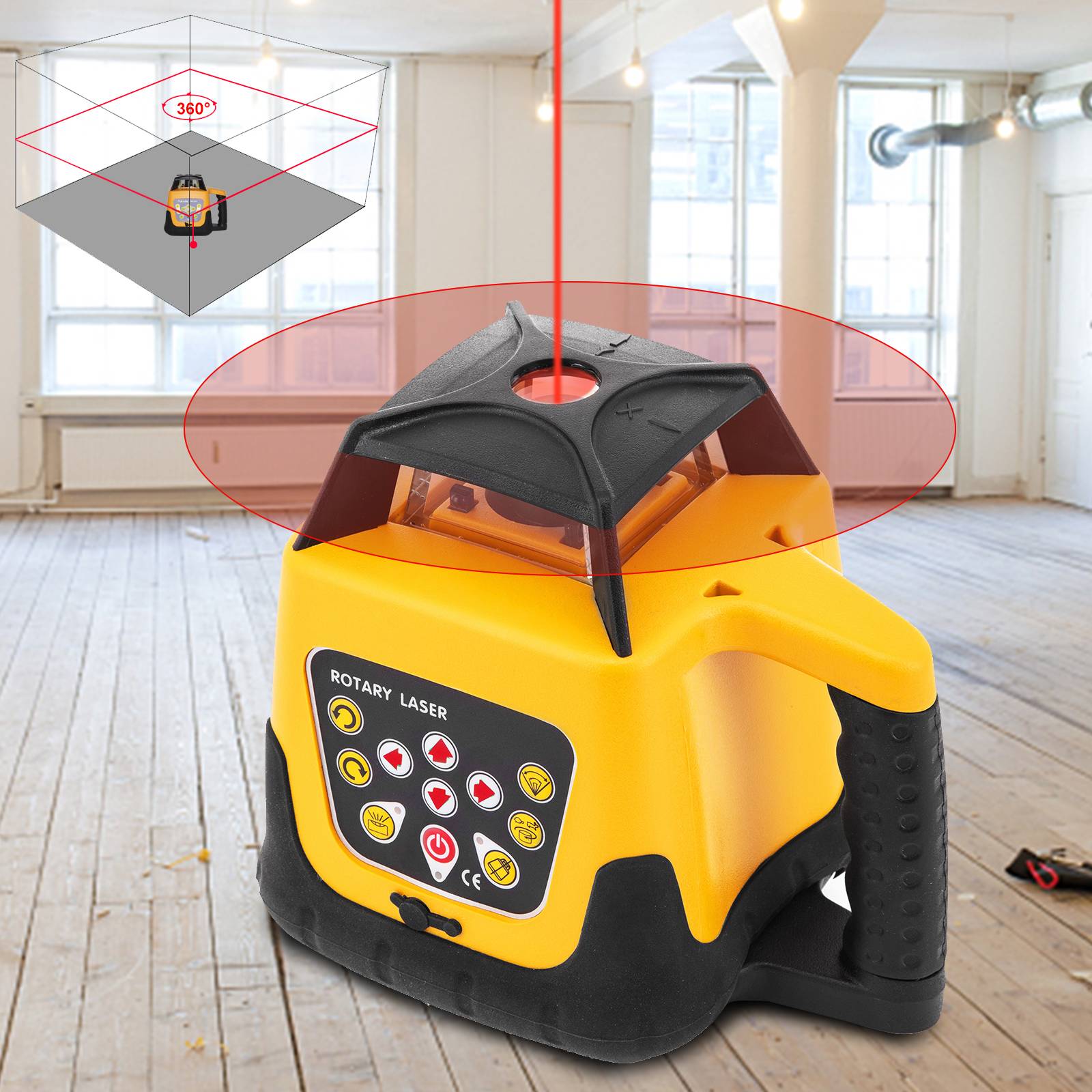 Vevor - VEVOR Niveau Laser Rotatif Rouge Portée de 100m Imperméable Eau Extérieur 360° - Image 3